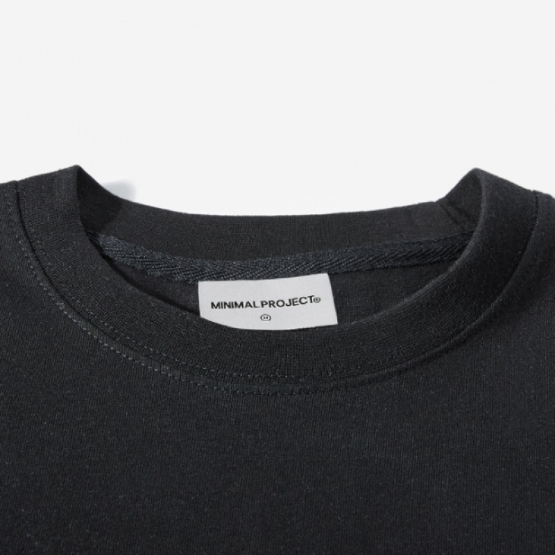 MINIMALPROJECTベーシックコットンドローイング刺繍オーバーフィット半袖TシャツMST144 [BLACK]