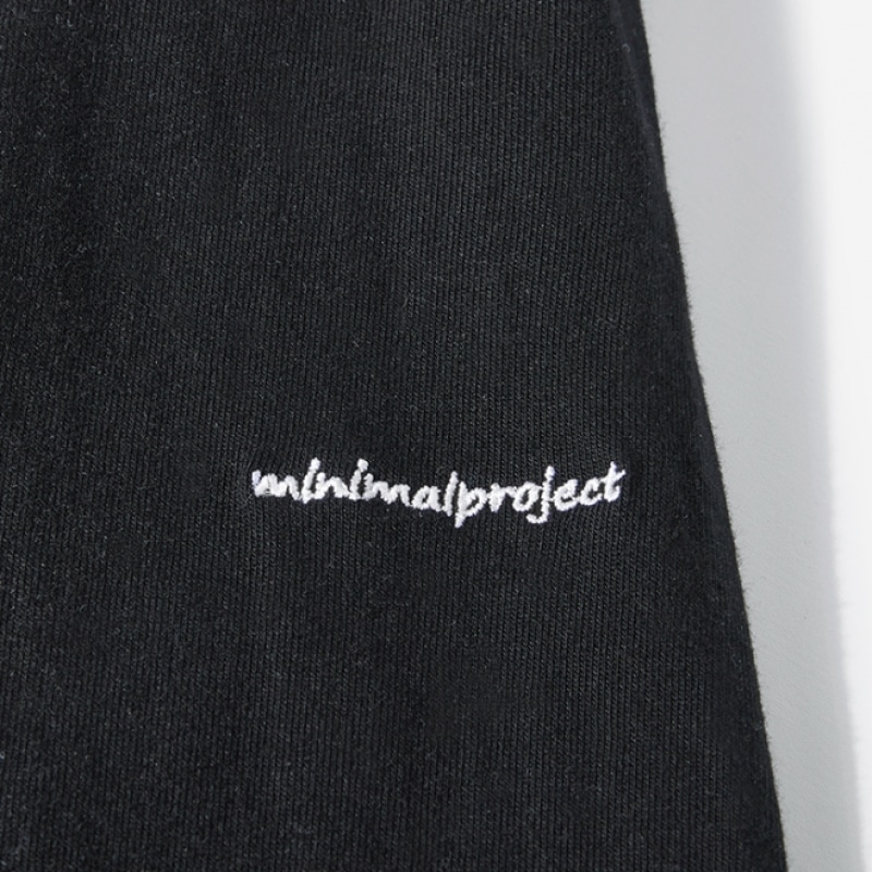 MINIMALPROJECTベーシックコットンドローイング刺繍オーバーフィット半袖TシャツMST144 [BLACK]