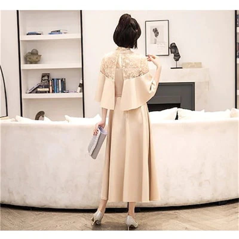 ドレス 結婚式 お呼ばれ パーディー ミモレ丈 パーティードレス レースドレス ワンピース おしゃれ フォーマル 二次会 パーティー お呼ばれ 演奏会 成人式