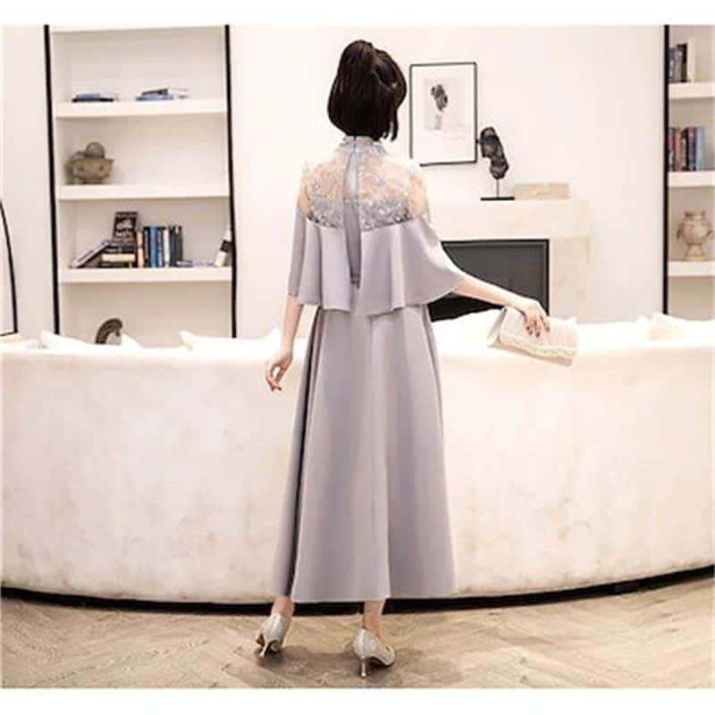 ドレス 結婚式 お呼ばれ パーディー ミモレ丈 パーティードレス レースドレス ワンピース おしゃれ フォーマル 二次会 パーティー お呼ばれ 演奏会 成人式