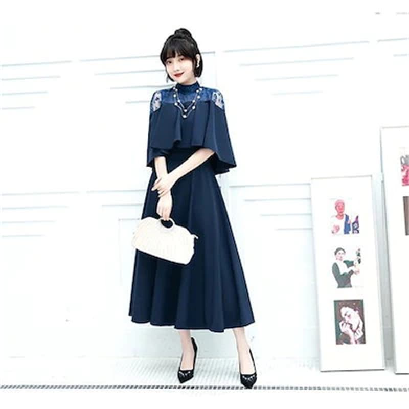 ドレス 結婚式 お呼ばれ パーディー ミモレ丈 パーティードレス レースドレス ワンピース おしゃれ フォーマル 二次会 パーティー お呼ばれ 演奏会 成人式