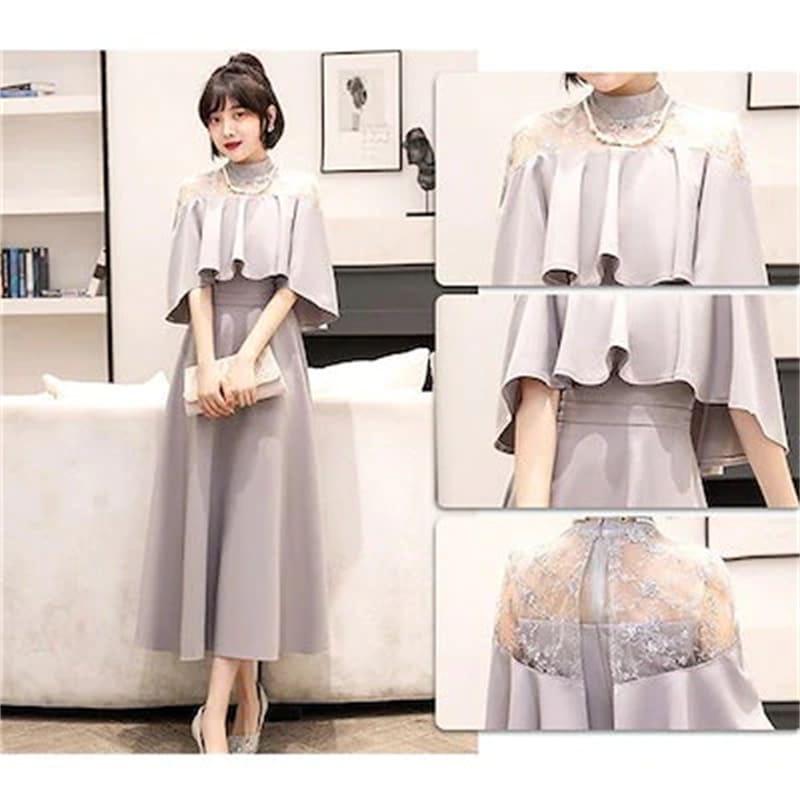 ドレス 結婚式 お呼ばれ パーディー ミモレ丈 パーティードレス レースドレス ワンピース おしゃれ フォーマル 二次会 パーティー お呼ばれ 演奏会 成人式