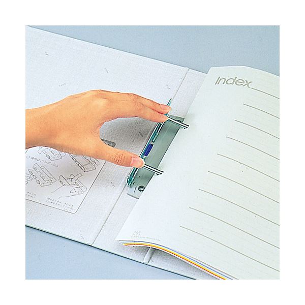 (まとめ）ライオン事務器 パイプ式ファイル(環境)両開き A4タテ 300枚収容 30mmとじ 背幅51mm ライトグレー No.733RK 1セット(10冊)(×3セット)