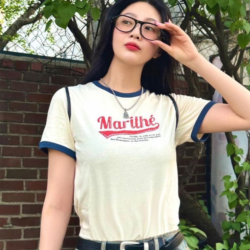 ★RedVelvet ジョイ★MARITHE★W VINTAGE BASEBALL RINGER TEE W VINTAGE BASEBALL RINGER TEE pink - MARITHÉ+FRANҪOIS GIRBAUD