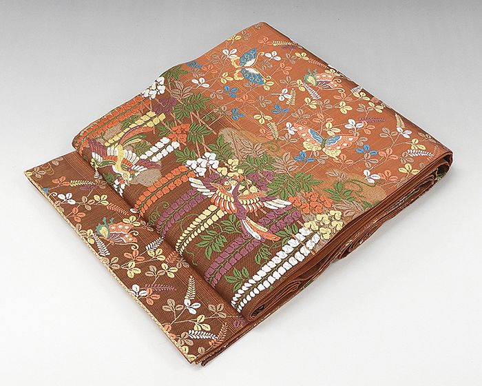 袋帯 新品仕立済 正絹 西陣 じゅらく謹製 錦鳥藤棚舞楽文 袋帯 小難あり 新品 仕立て上がり