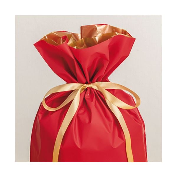 （まとめ）店研創意 ストアエキスプレス 梨地リボン付ギフトバッグ ブラウン 45cm 1パック（20枚） 3セット