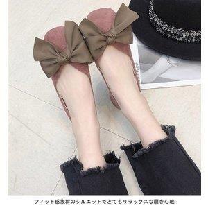ぺったんこ レディース スクエアトゥパンプス 蝶結び フラットシューズ レトロ シューズ 女性 靴 ローカット 春秋 夏 くつ