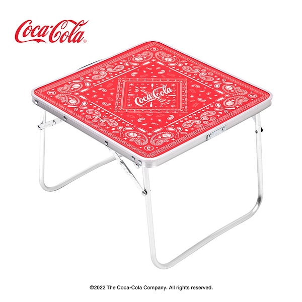 Coca Cola ≫Coca-Cola コカコーラ*フォールディング ビーチ テーブル*ドリンクホルダー ×2*コンパクト 折り畳み*BBQ キャンプ アウトドア 海 川