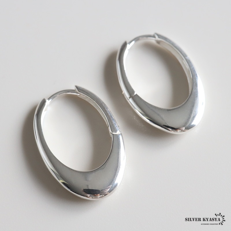 S925 オーバルフォルムの大ぶりピアス [ce458]