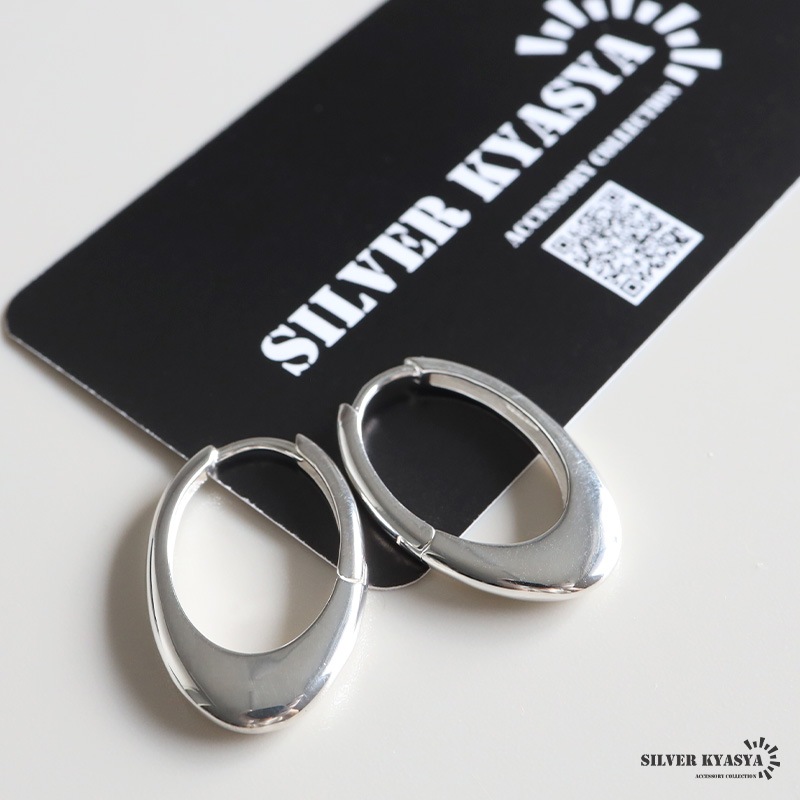 S925 オーバルフォルムの大ぶりピアス [ce458]