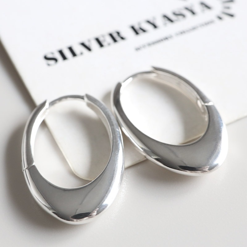 S925 オーバルフォルムの大ぶりピアス [ce458]