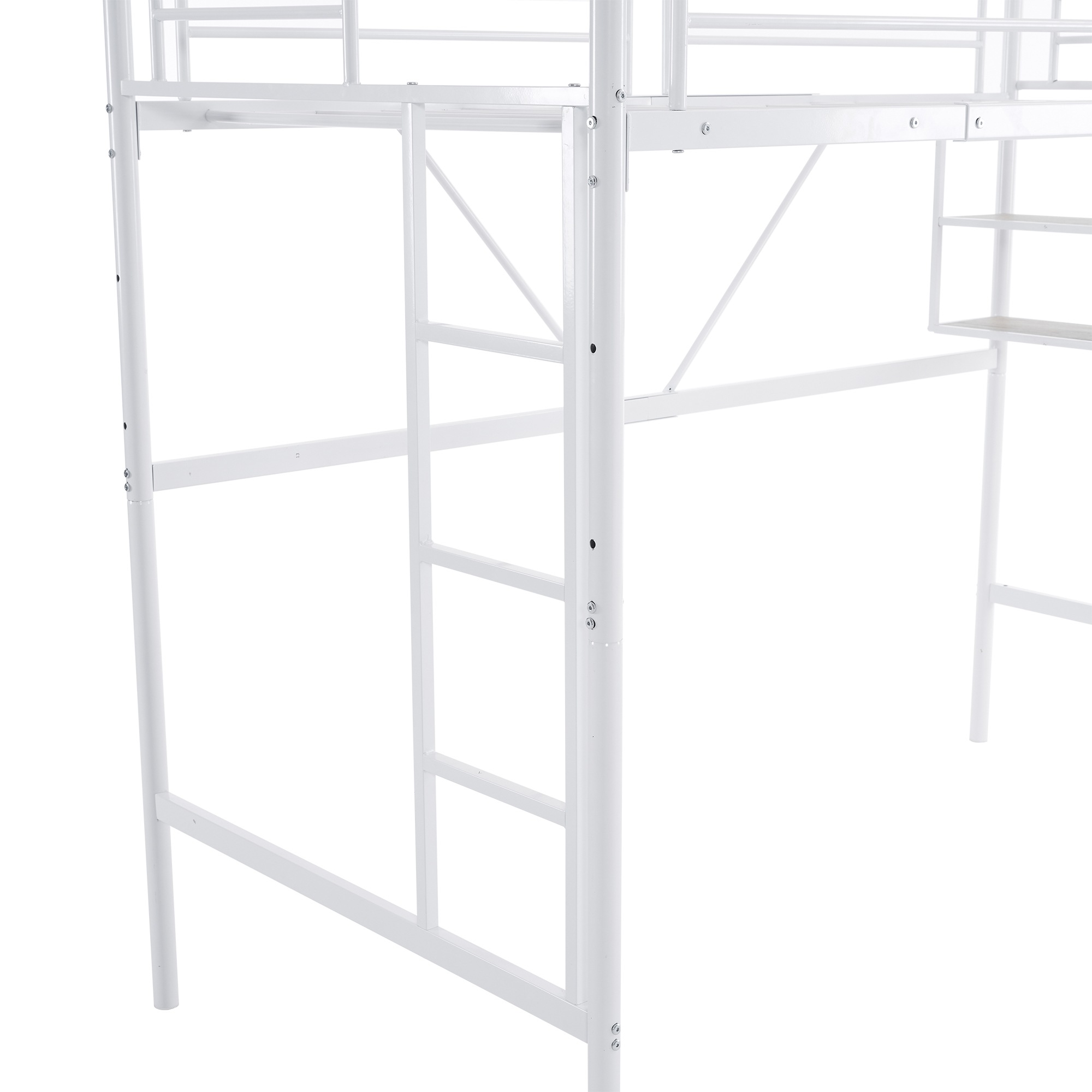 国内出荷】【新作】【ホワイト】ロフトベッド パイプベッド サイド棚