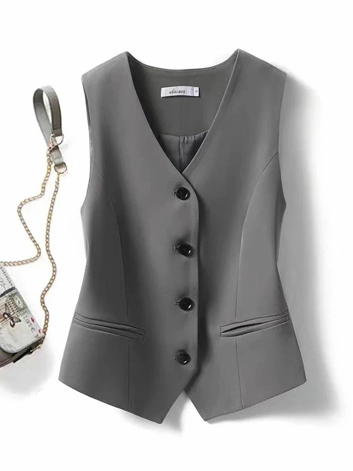 【20点セット】ジレ レディース ベスト 無地 ショート丈 前開き vネック トレンチベスト ノースリーブ フォーマル スーツインナー 通勤 オフィス おしゃれ カジュアル シンプル OL 女性 黒