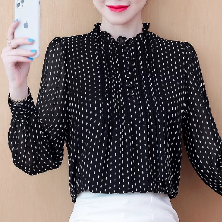 レディース トップス シャツ ブラウス シフォンシャツ 長袖 スタンドカラー フェミニン シフォン フリル ボタン 薄手 かわいい 大人可愛い きれいめ シンプル カジュアル 上品 おしゃれ レトロ