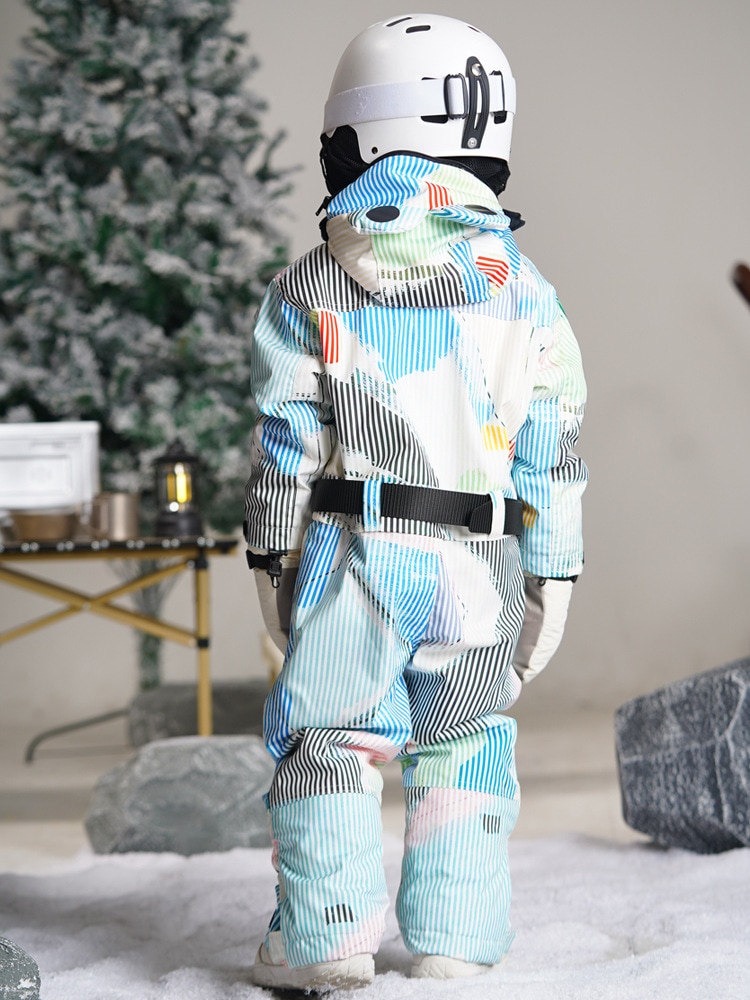 スノーボードウェア 2024 2025 キッズ 子供 ベビー服 つなぎ 上下セット オールインワン セットアップ 蛙帽子 カエル スノボウェア スキーウェア 防寒着 韓国風 女の子男の子 こどもウェア