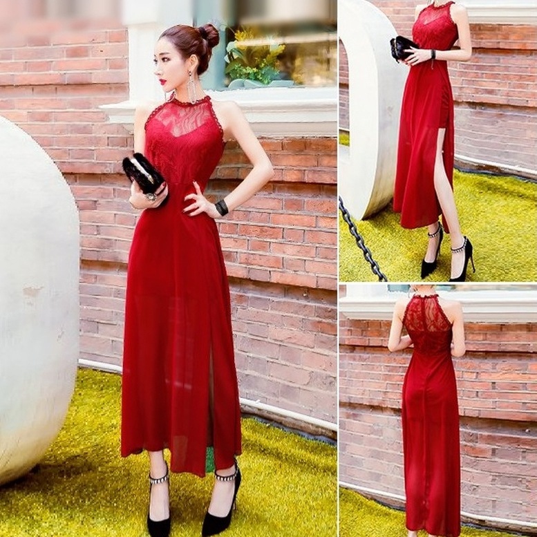 ワンピース ドレス レディース シフォンワンピース レース ロングドレス シアーワンピース