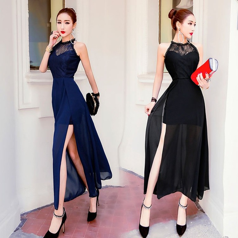 ワンピース ドレス レディース シフォンワンピース レース ロングドレス シアーワンピース