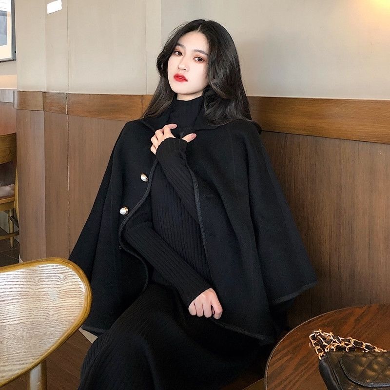 オーバーサイズ セットアップ マント ラシャコート+ニットワンピース 2点セット レディース ゆったり カジュアルセット オーバーサイズ セットアップ マント ラシャコート+ニットワンピース 2点セット レディース ゆったり カジュアルセット