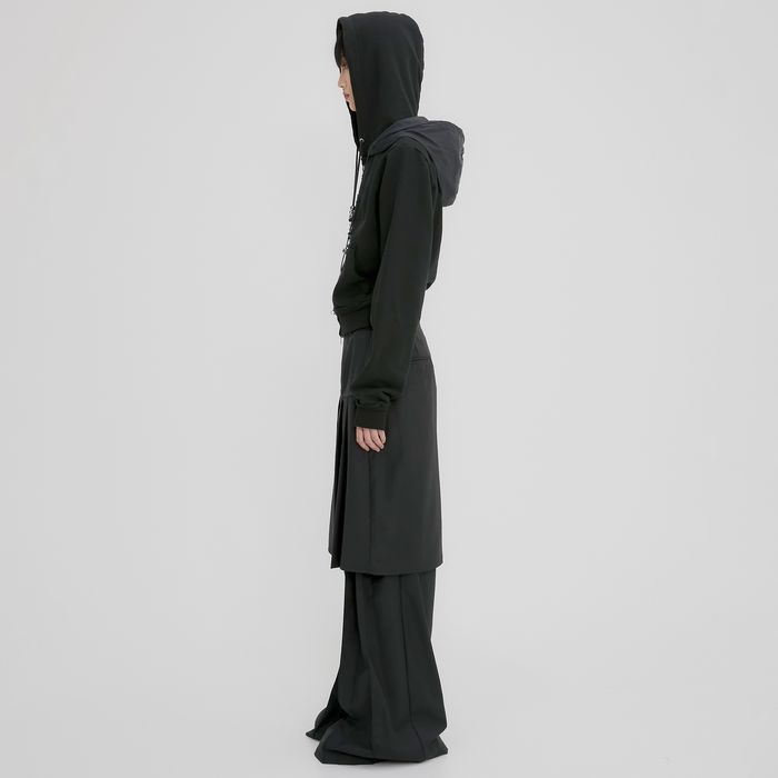 FLAREUP】 LAYERED ZIP HOODIE : BLACK