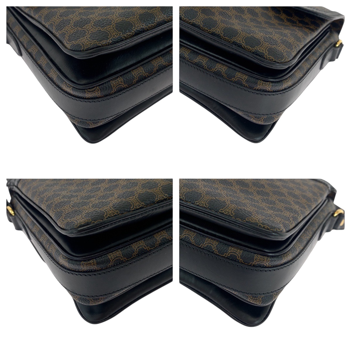 美品 ヴィンテージ マカダム ブラック ダークブラウン ゴールド金具 PVC ショルダーバッグ ポシェット レディース 503345 美品 ヴィンテージ マカダム ブラック ダークブラウン ゴールド金具 PVC ショルダーバッグ ポシェット レディース 503345