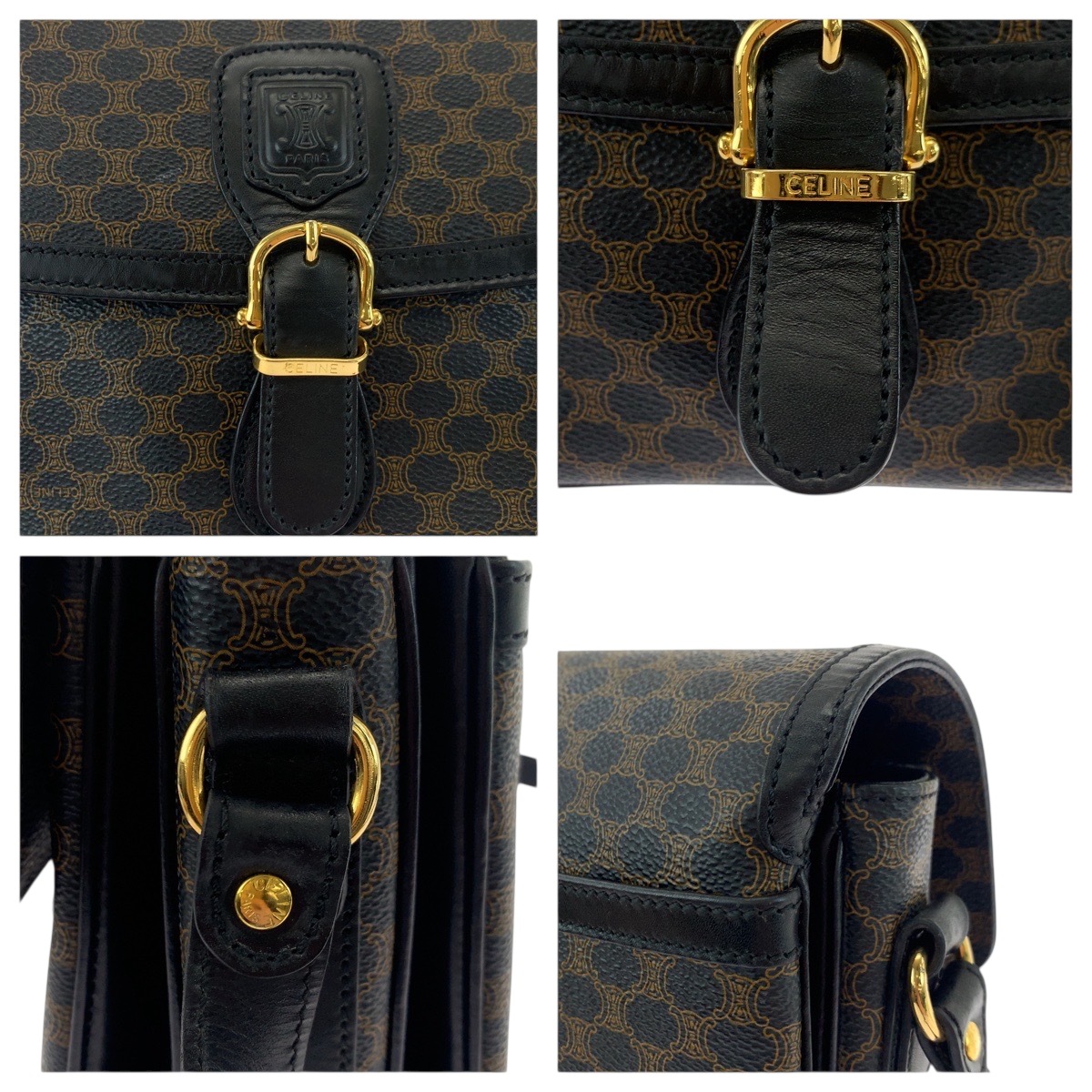 美品 ヴィンテージ マカダム ブラック ダークブラウン ゴールド金具 PVC ショルダーバッグ ポシェット レディース 503345 美品 ヴィンテージ マカダム ブラック ダークブラウン ゴールド金具 PVC ショルダーバッグ ポシェット レディース 503345