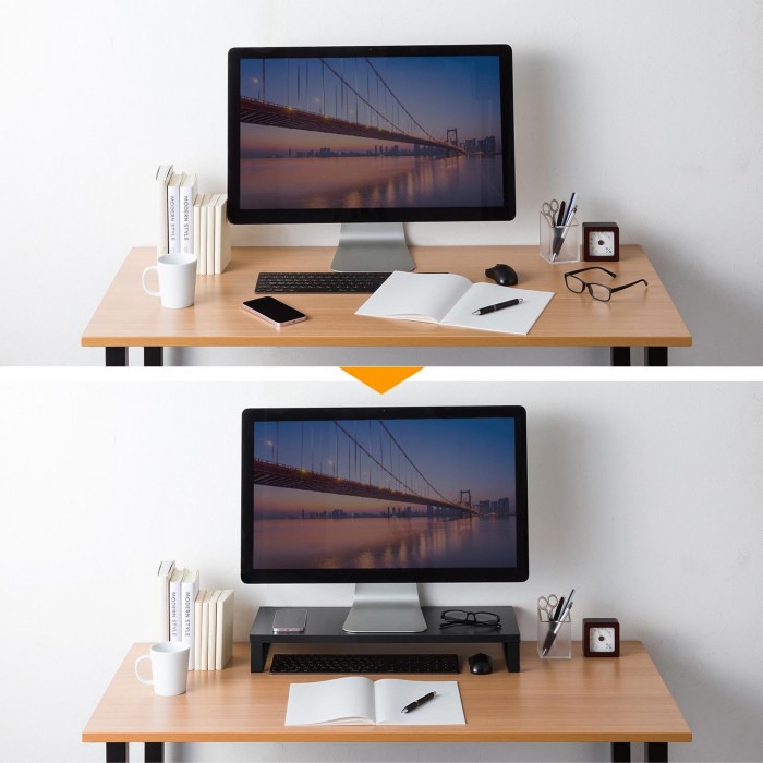 サンワサプライ 木製机上ラック W600 ブラック MR-LC312BK サンワサプライ 木製机上ラック W600 ブラック MR-LC312BK