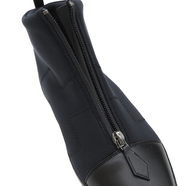エルメス HERMES スニーカー フロントファスナー ハイカット ナイロン レザー ブラック #36 ガンメタル金具 172746Z 【箱】【中古】