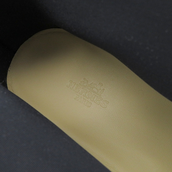 エルメス HERMES スニーカー フロントファスナー ハイカット ナイロン レザー ブラック #36 ガンメタル金具 172746Z 【箱】【中古】