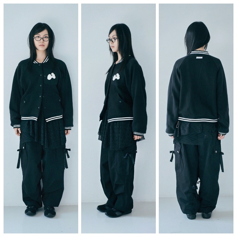 HUGYOURSKIN】 PATCH VARSITY JACKET : 2COLORS