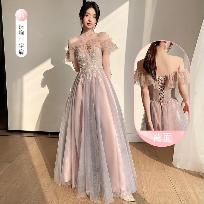 ピンク パーティードレス 結婚式お呼ばれ 二次会ワンピースドレスかわいいワンピースドレス-37