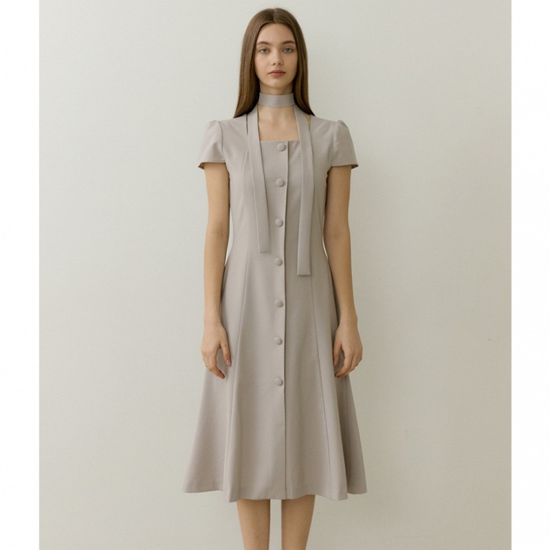 REORG ワンボタンスカーフチューリップハーフトップスダブベージュ