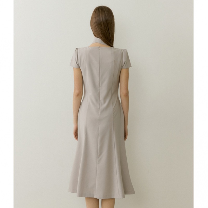 REORG ワンボタンスカーフチューリップハーフトップスダブベージュ