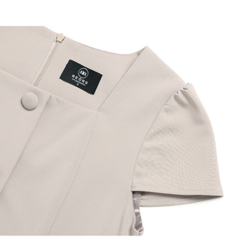 REORG ワンボタンスカーフチューリップハーフトップスダブベージュ