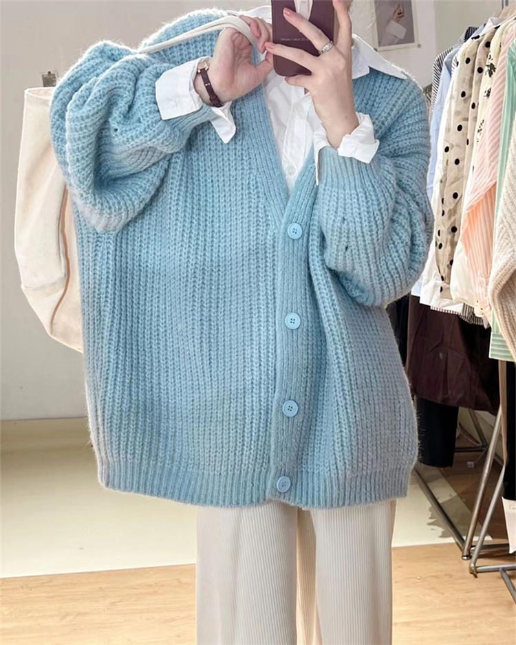 ざっくりニット カーディガン レディース 秋冬 ニットカーディガン ドロップショルダー トップス リブニット Vネック ニットカーディガン 大きいサイズ 長袖 レイヤード 重ね着 暖かい 無地 ニット