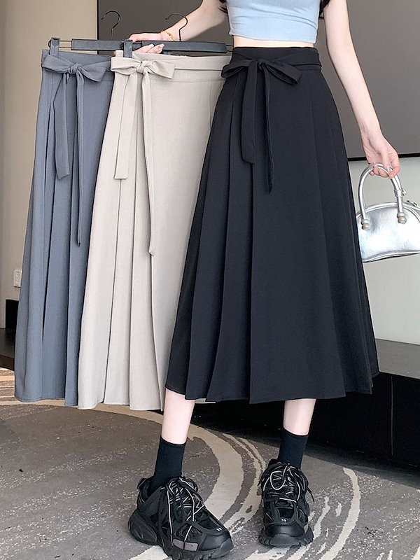 Qoo10] グレーのスーツスカート 2024春夏新作