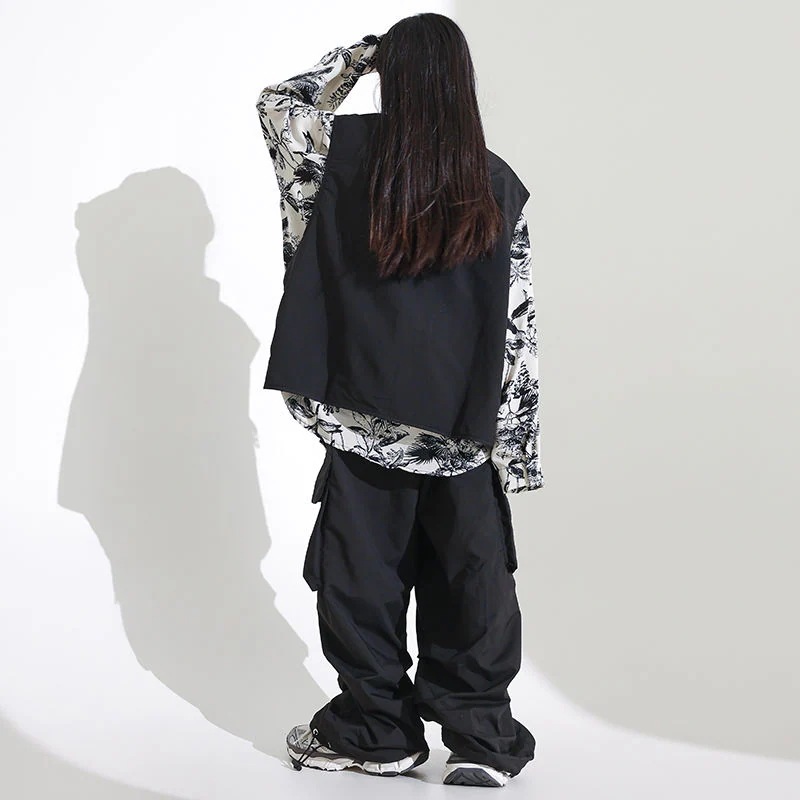 街舞少年潮服工装ヒップホップシャツセットhiphop女の子装爆街公演服ジャズダンス秋冬