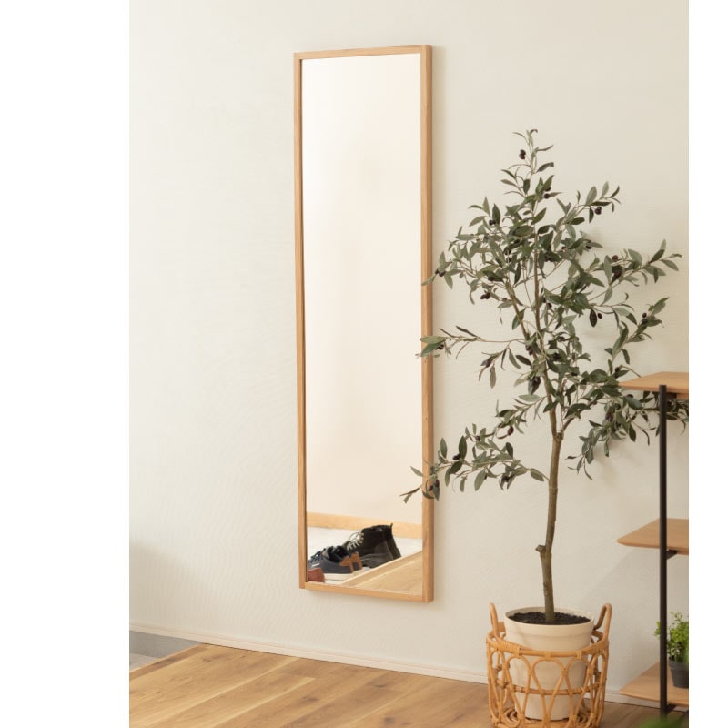天然木（オーク）の無垢材を使用した北欧風スタンドミラー 2way