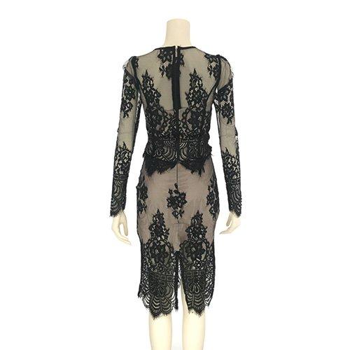 キャバドレス ナイトドレス ミディアムドレス セットアップ ツーピース タイト 長袖 総レース レディース グラシア