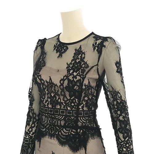 キャバドレス ナイトドレス ミディアムドレス セットアップ ツーピース タイト 長袖 総レース レディース グラシア