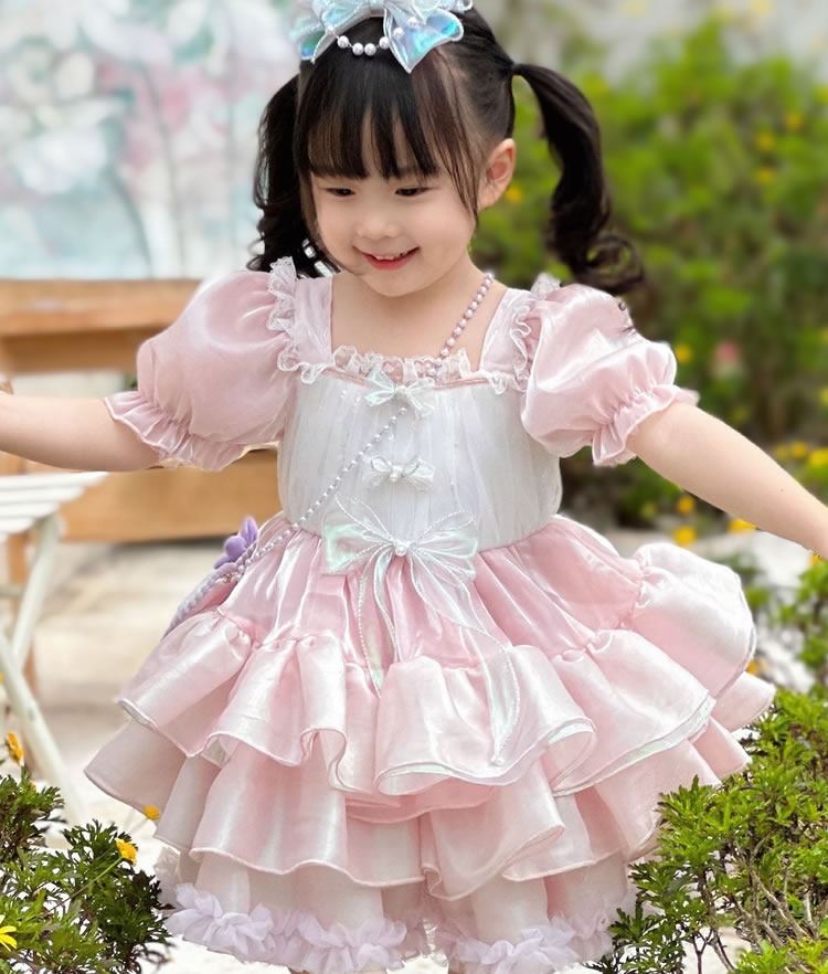 子供 ドレス フリフリ ピンク キッズ コスプレ ロリータ メイドさん メイド フォーマル 女の子 衣装 ワンピース 誕生日 服 欧風 子供服 ブルー レッド 七五三 100 110 120 130