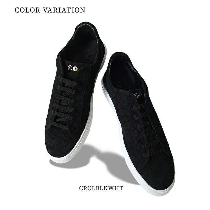 スニーカー メンズ 正規品 並行輸入 高級感 キレカジ カジュアル シンプル 紳士 男性用 ブランド プレゼント クロコ スエード ブラック ホワイト ツートン ハイドアンドジャック