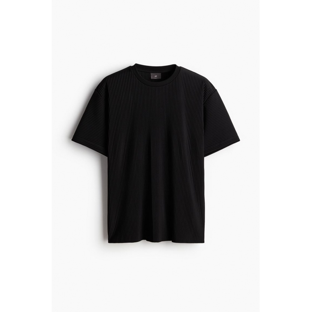 H&M ルーズフィットプリーツTシャツブラック H&M ルーズフィットプリーツTシャツブラック