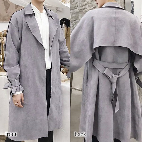 ★HERMES★美品★コットン★ベルト付★ロング★トレンチコート Qoo10] トレンチコート メンズ ベルト付きロング