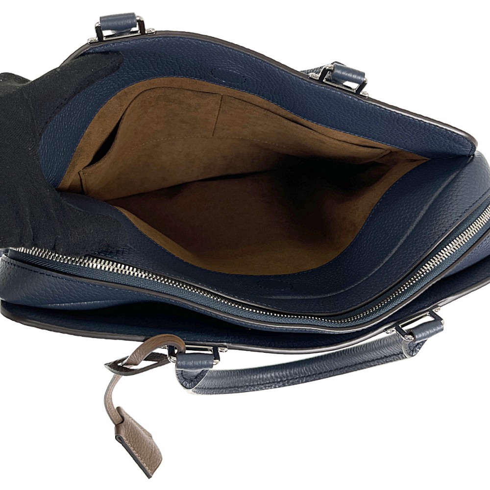 【Sランク】 アルマンド・ブリーフケースMM M54380 ビジネスバッグ ネイビー シルバー金具 メンズ【ISEYA】