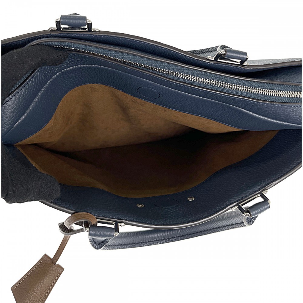 【Sランク】 アルマンド・ブリーフケースMM M54380 ビジネスバッグ ネイビー シルバー金具 メンズ【ISEYA】
