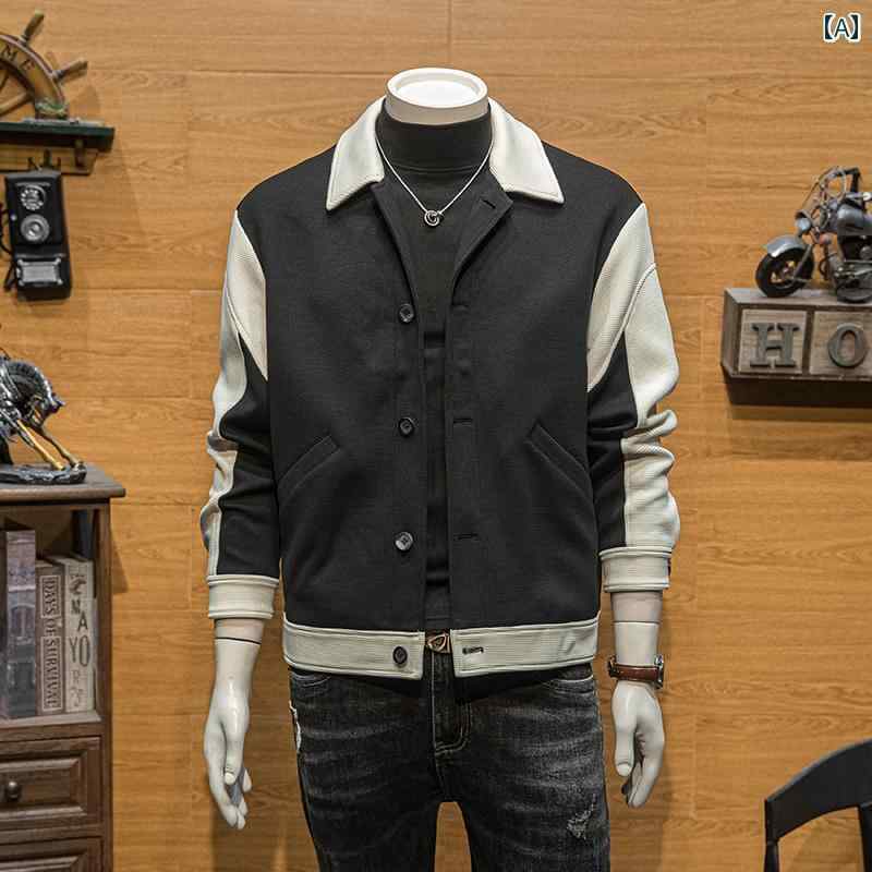 メンズ ファッション 春秋 カラー ブロック ジャケット ショート トップス ワークジャケット メンズ ファッション 春秋 カラー ブロック ジャケット ショート トップス ワークジャケット