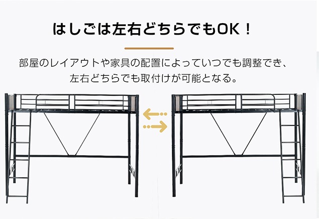 ホワイト　ロフトベッド パイプベッド シングル 木 収納 北欧風 子供部屋 送料無料 スチール 耐震 ベッド SDG