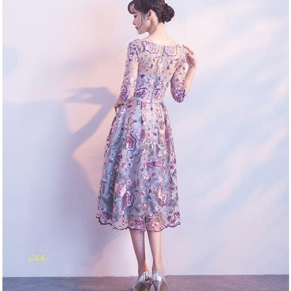5分袖 お呼... : レディース服 パーティードレス ミモレ丈 限定SALE