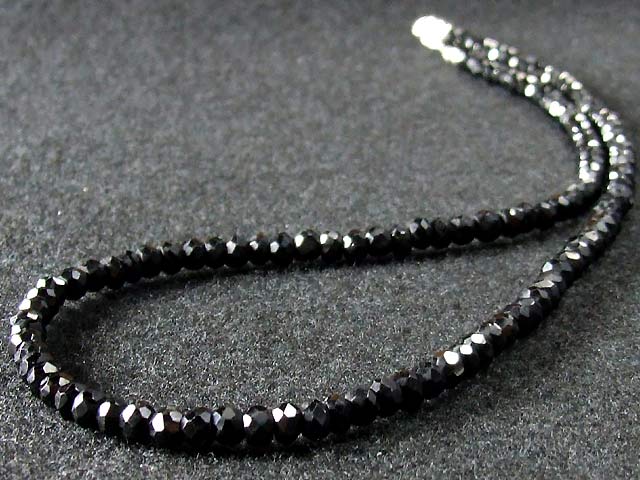 6mm 光沢ブラックスピネル ネックレス60cm （56cm,57cm,58cm,59cm,60cm