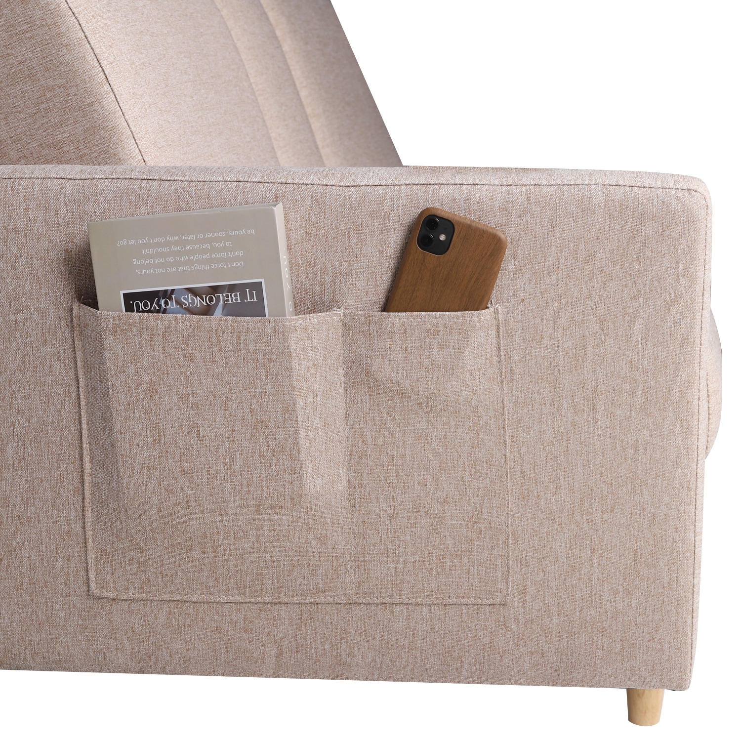 【国内出荷 - 3日配達】ソファ　ソファーベッド　カウチソファ　3人掛け　オットマン付き　多機能ソファ　左右側とも取り付けるアームレスト　たくさん収納　レイアウト自由　クッション2個556